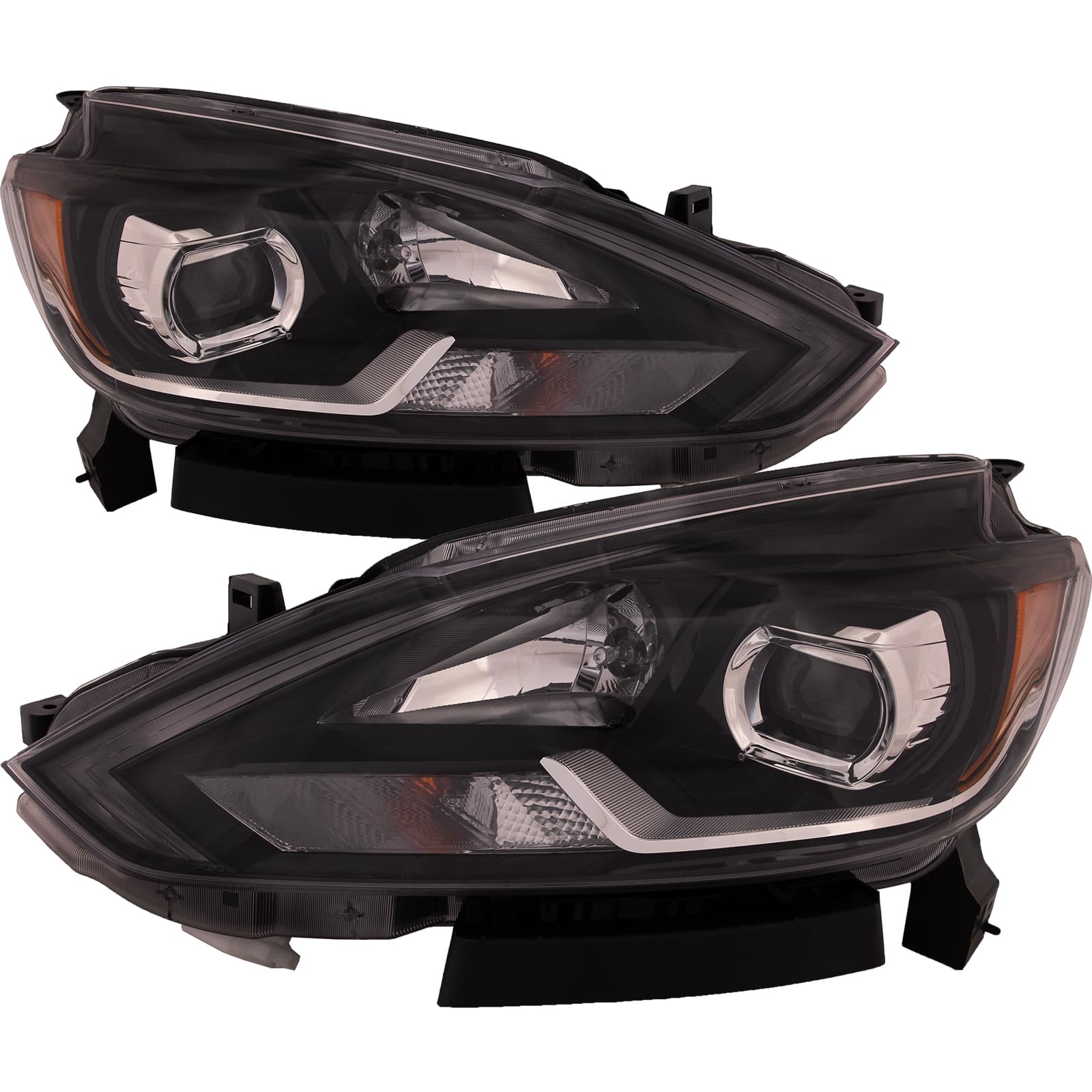 Headlights Set Fits Nissan Sentra 16-17 Pair CAPA Certified LED Headlamps