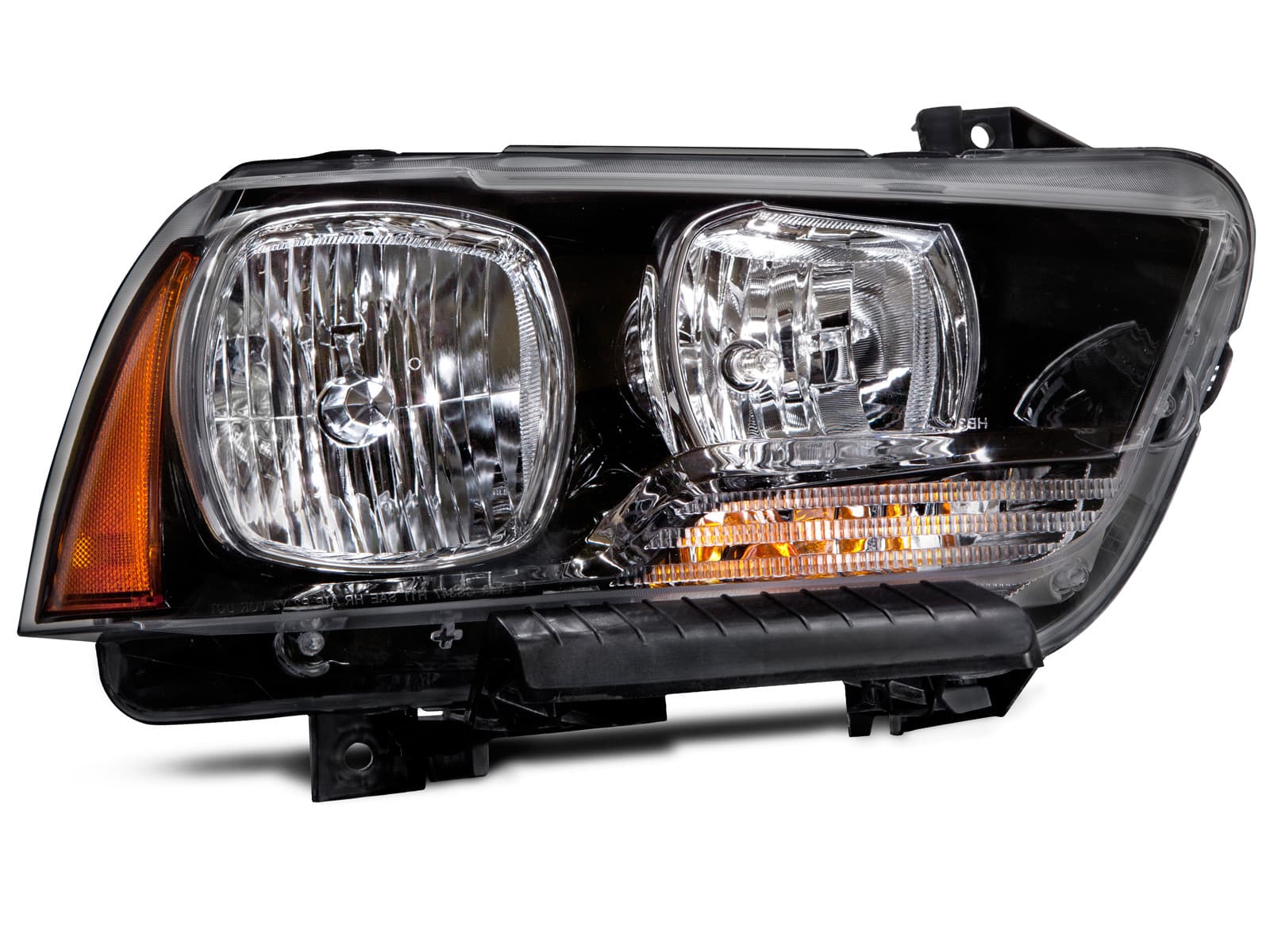 Headlight Compatible with Dodge Charger 2011-2014 Black Housing Halogen Right Passenger Side Headlamp Assembly