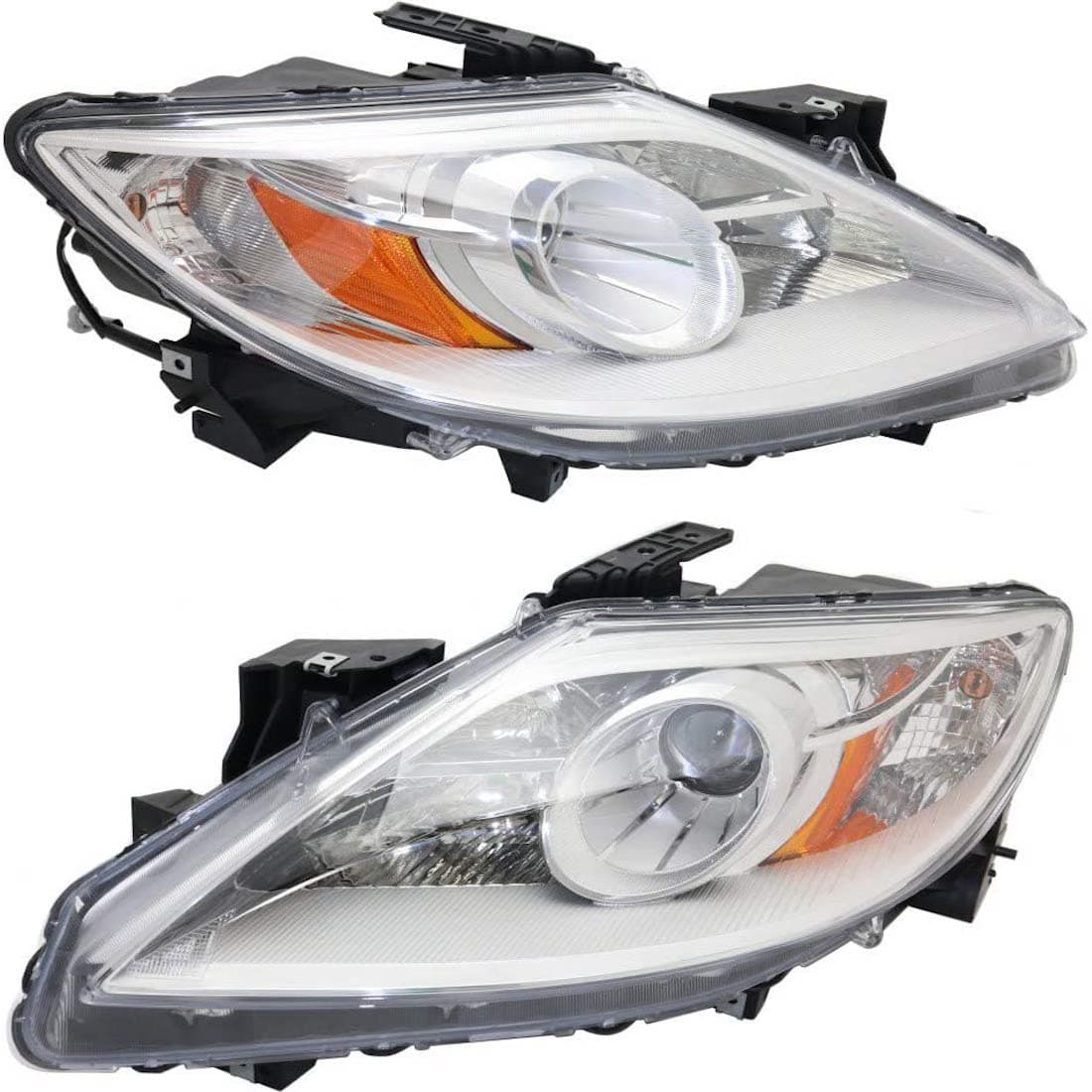 PERDE Headlight Set Fits Mazda CX-9 2010-2012 Halogen Chrome Housing Driver And Passenger