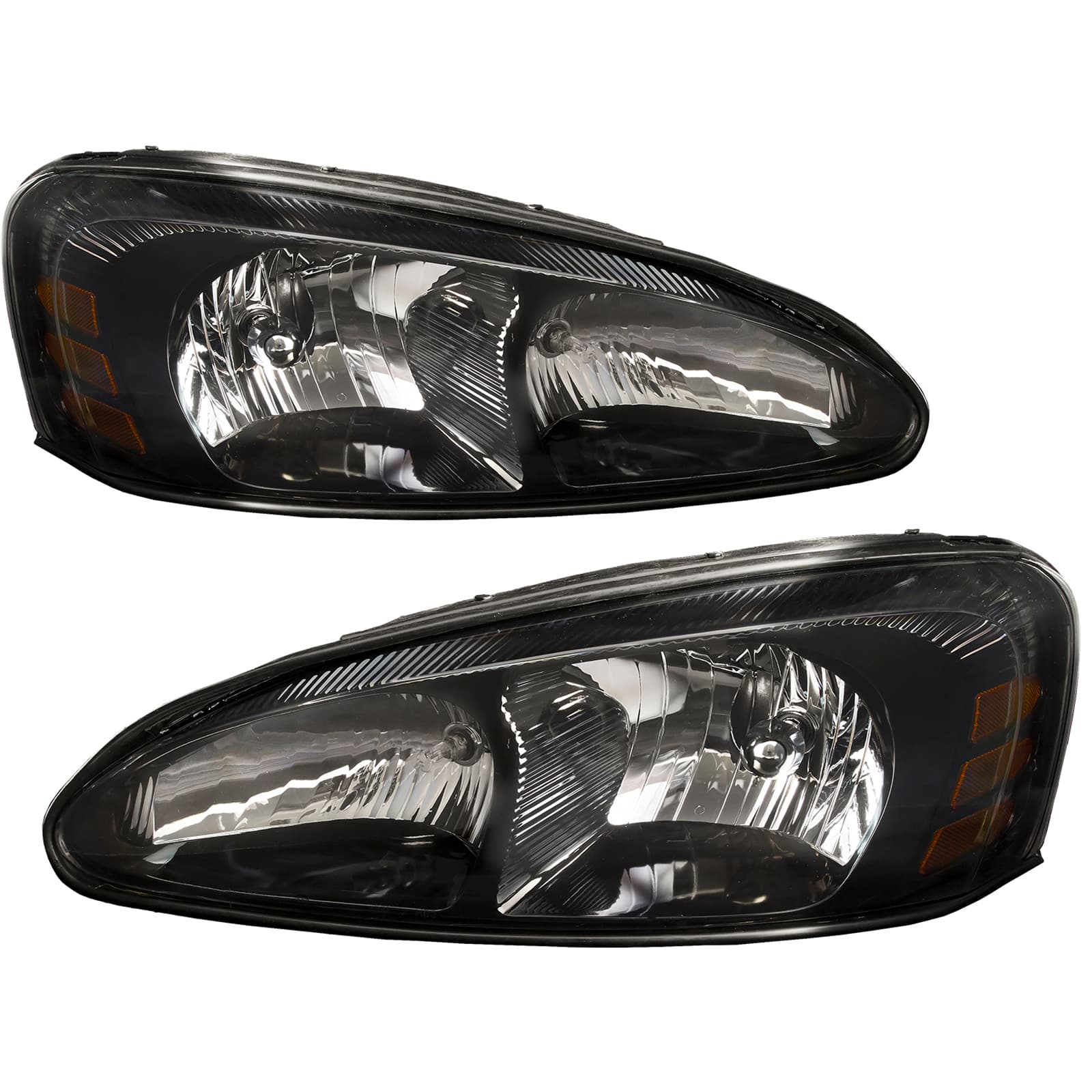Headlights Fits Pontiac Grand Prix 2004-2008 Includes Left Driver and Right Passenger Side Black Housing Halogen Headlamps