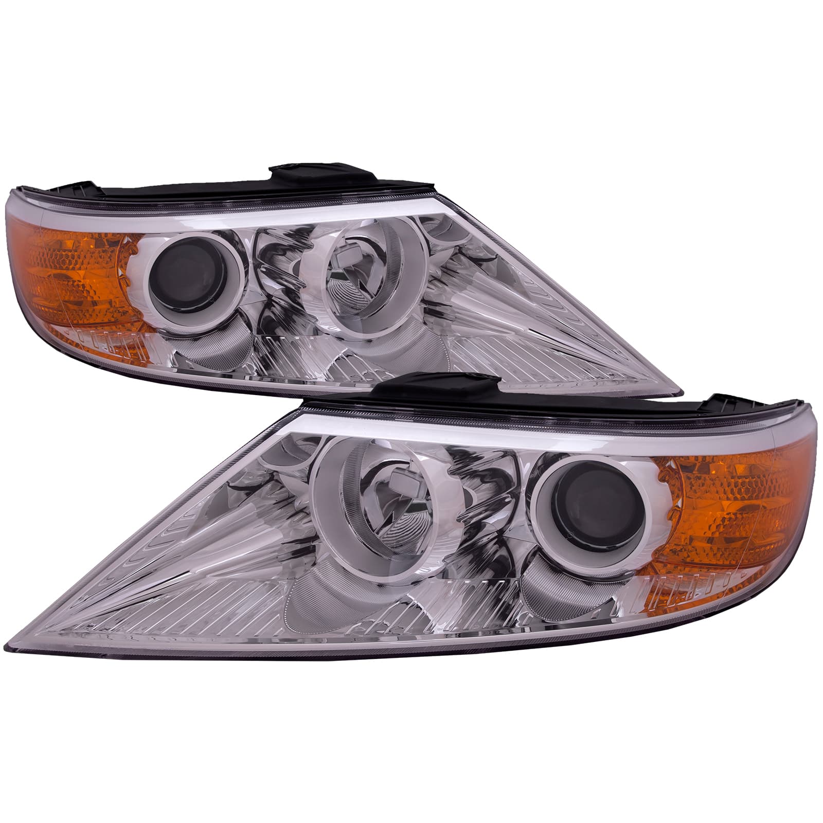2011-2013 Kia Sorento PERDE Headlight Set Halogen Chrome Housing W/Clear Lens Left Driver Right Passenger Pair Fits 2011-2013 Kia Sorento