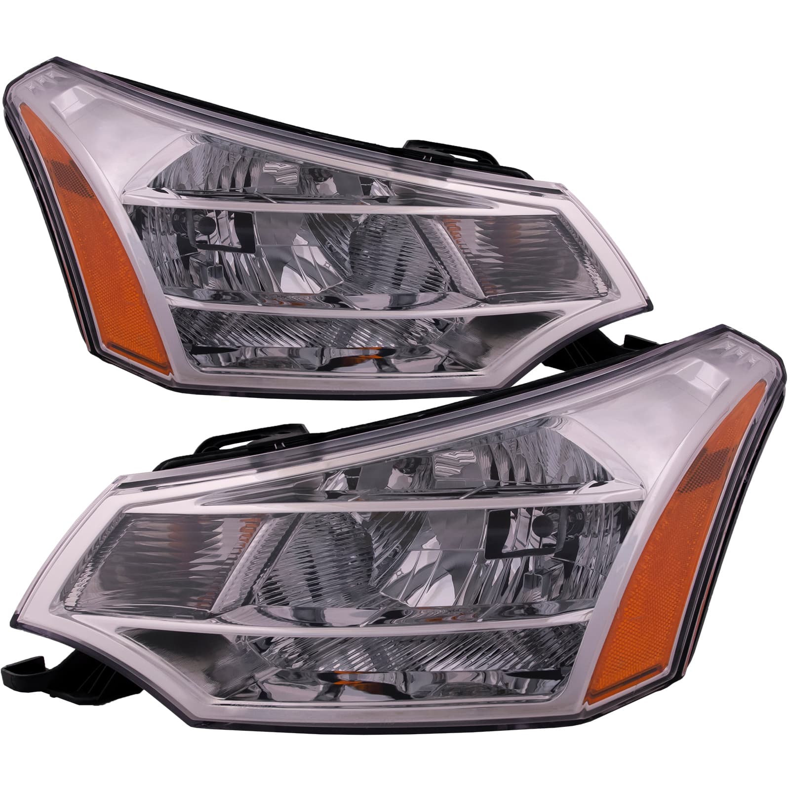 2008-2011 Ford Focus Headlights Set Fits 08-11 Ford Focus SE SEL Pair Halogen Chrome Headlamps