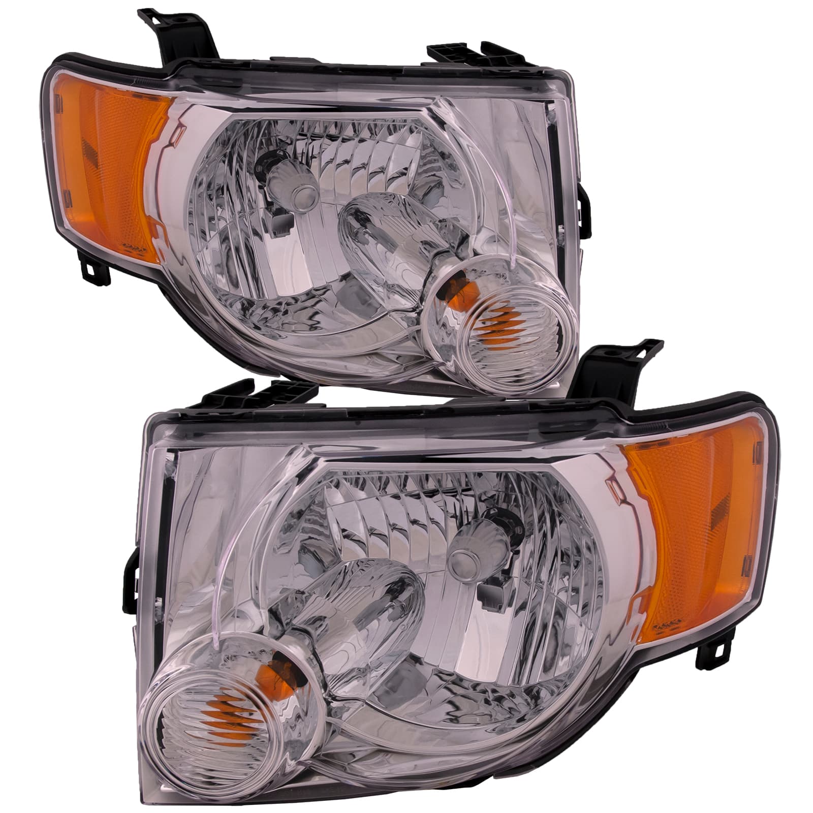 2008-2012 Ford Escape Headlights Set Fits 08-12 Ford Escape And Escape Hybrid Pair Halogen Headlamps