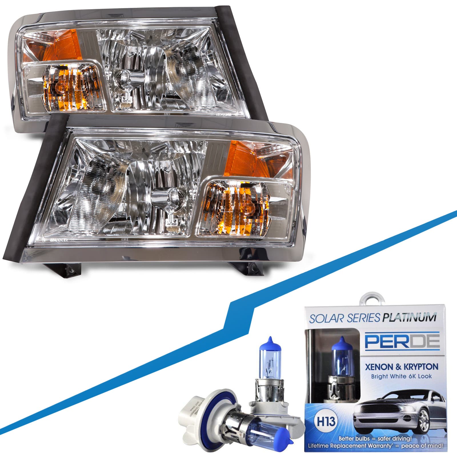 2008-2011 Dodge Dakota Halogen Headlights Set w/Xenon Bulbs