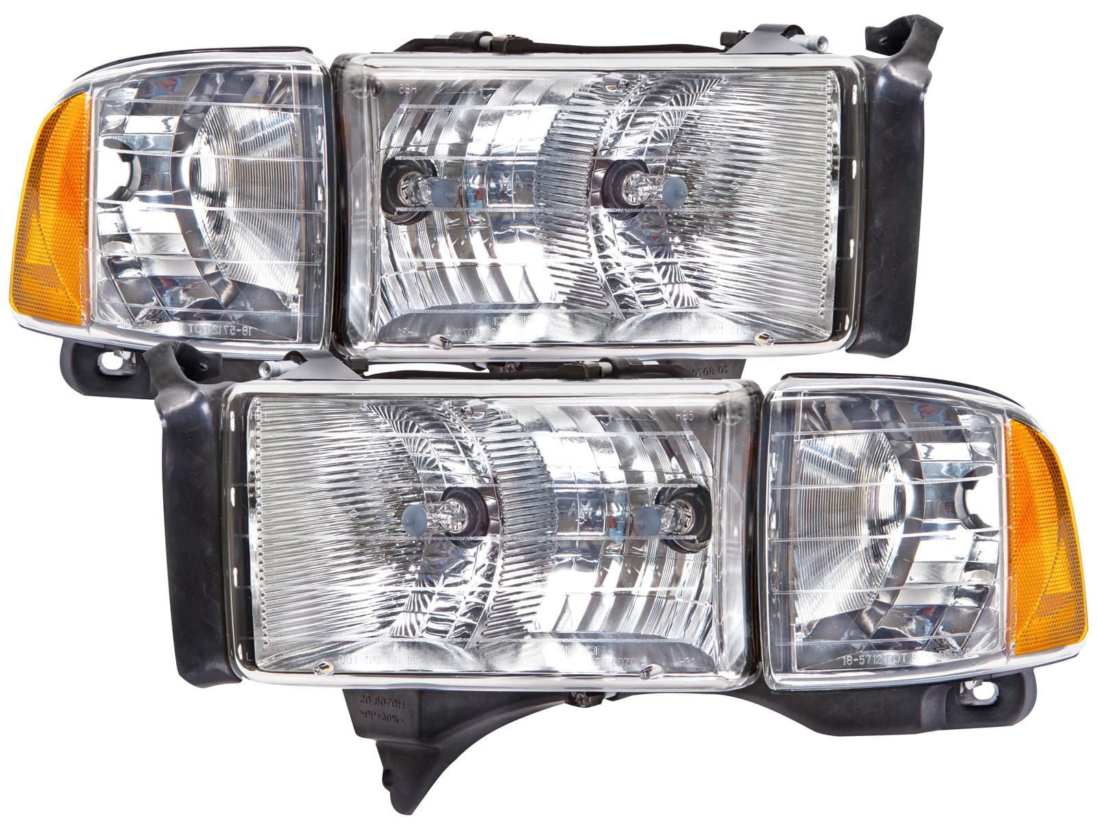 1999-2001 Dodge Ram Headlights Halogen Chrome Set Driver Left Passenger Right Pair Fits 1999-2001 Dodge Ram 1500/1999-2002 Ram 2500 3500