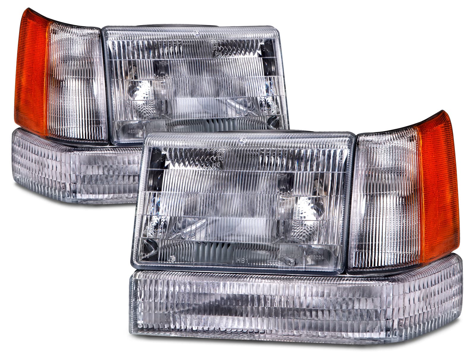 Headlights Fits Jeep Grand Cherokee 1993-1996 Includes Left Driver and Right Passenger Side Headlamps 6 Piece Set