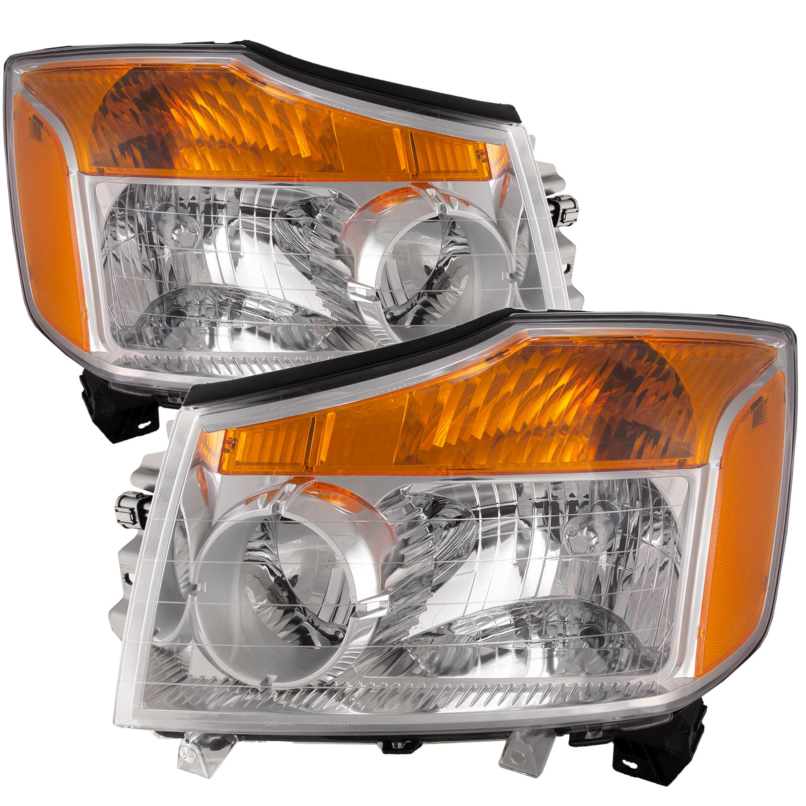 2008-2015 Nissan Titan Headlights Halogen w/Amber Set Driver Left Passenger Right Pair Fits 2008-2015 Nissan Titan