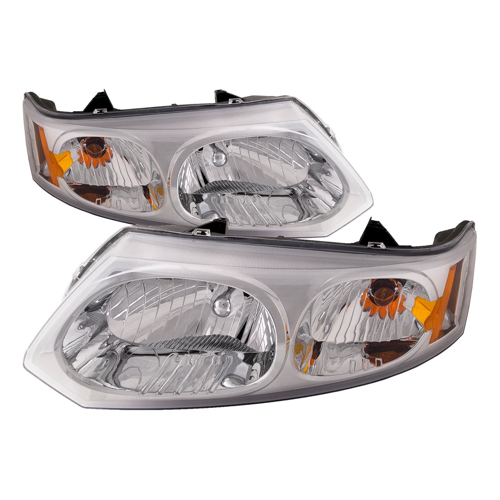 Headlight Fits Saturn Ion 2003-2007 Includes Left Driver and Right Passenger Side Chrome Housing Halogen Headlamps