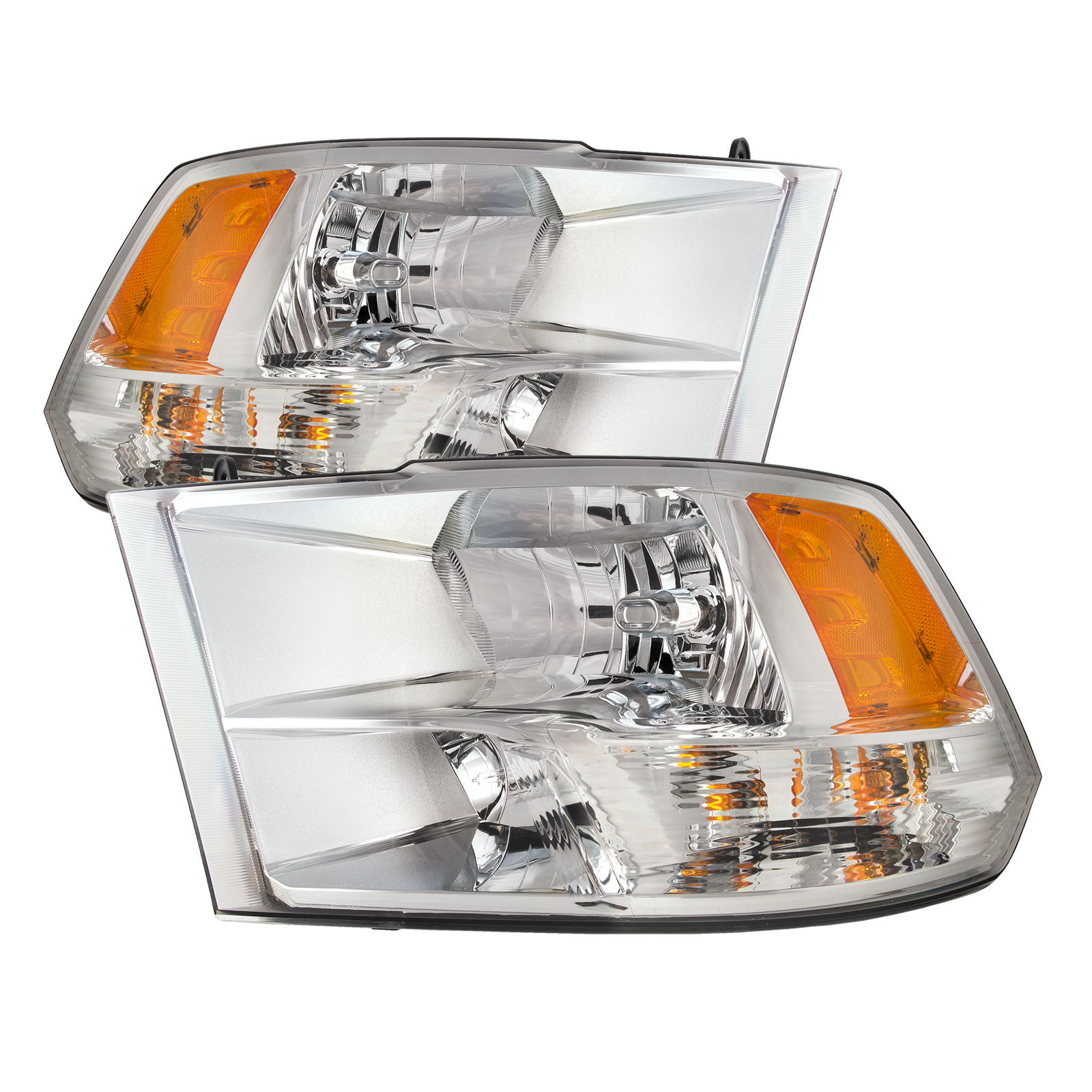 PERDE 2009-2018 Dodge Ram 1500 2011-2018 2500 3500 Chrome Halogen-Type Quad Headlights