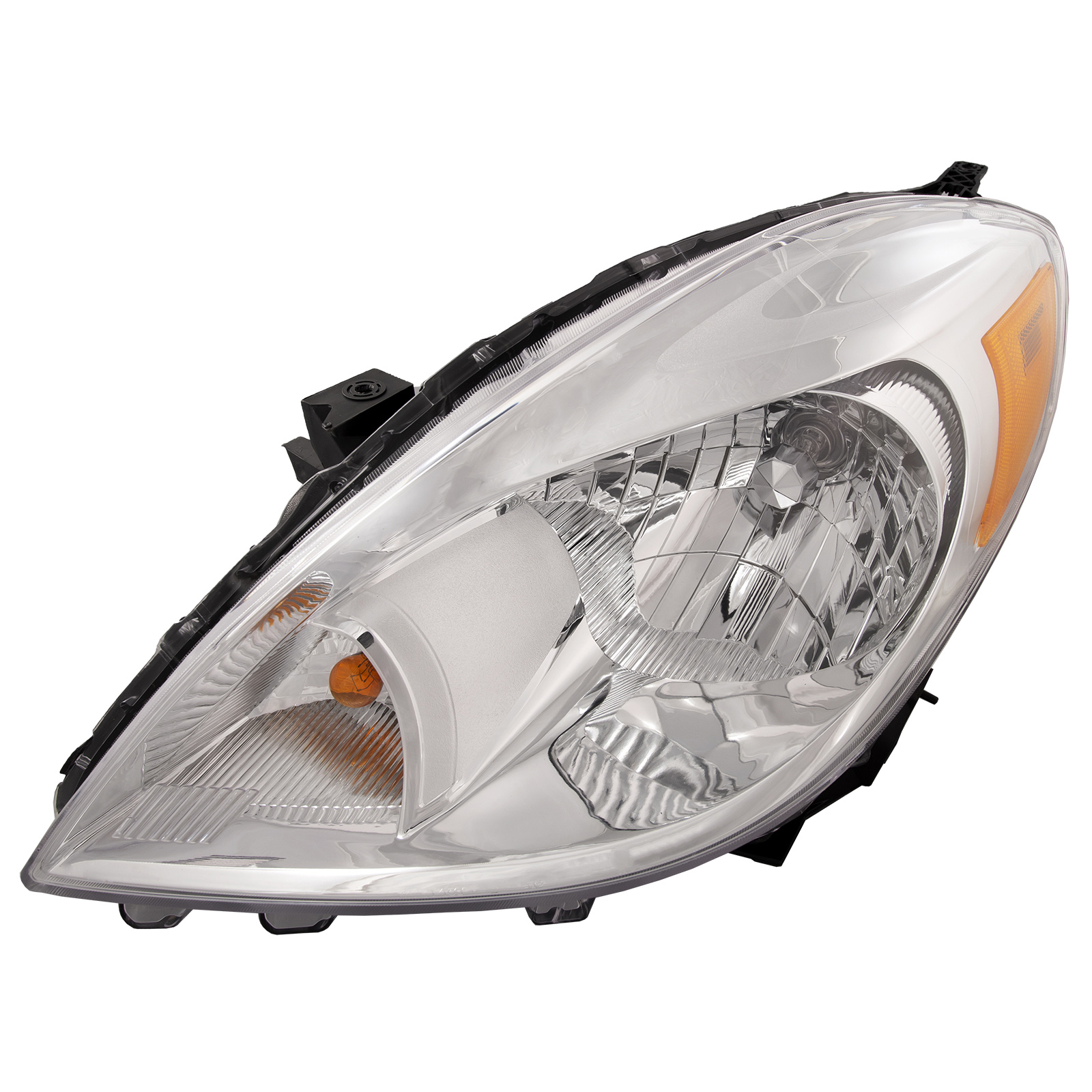 Headlight Compatible with Nissan Versa 2012-2014 Sedan Left Driver Side Halogen Headlamp with Chrome Housing and Bulb