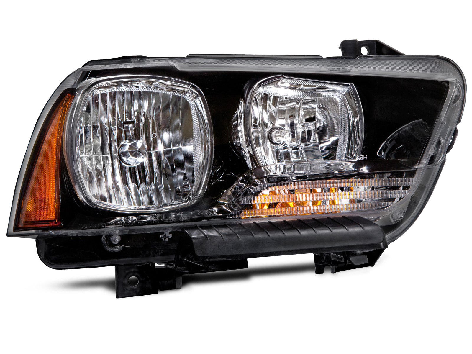 Headlight Compatible with Dodge Charger 2011-2014 Black Housing Halogen Right Passenger Side Headlamp Assembly