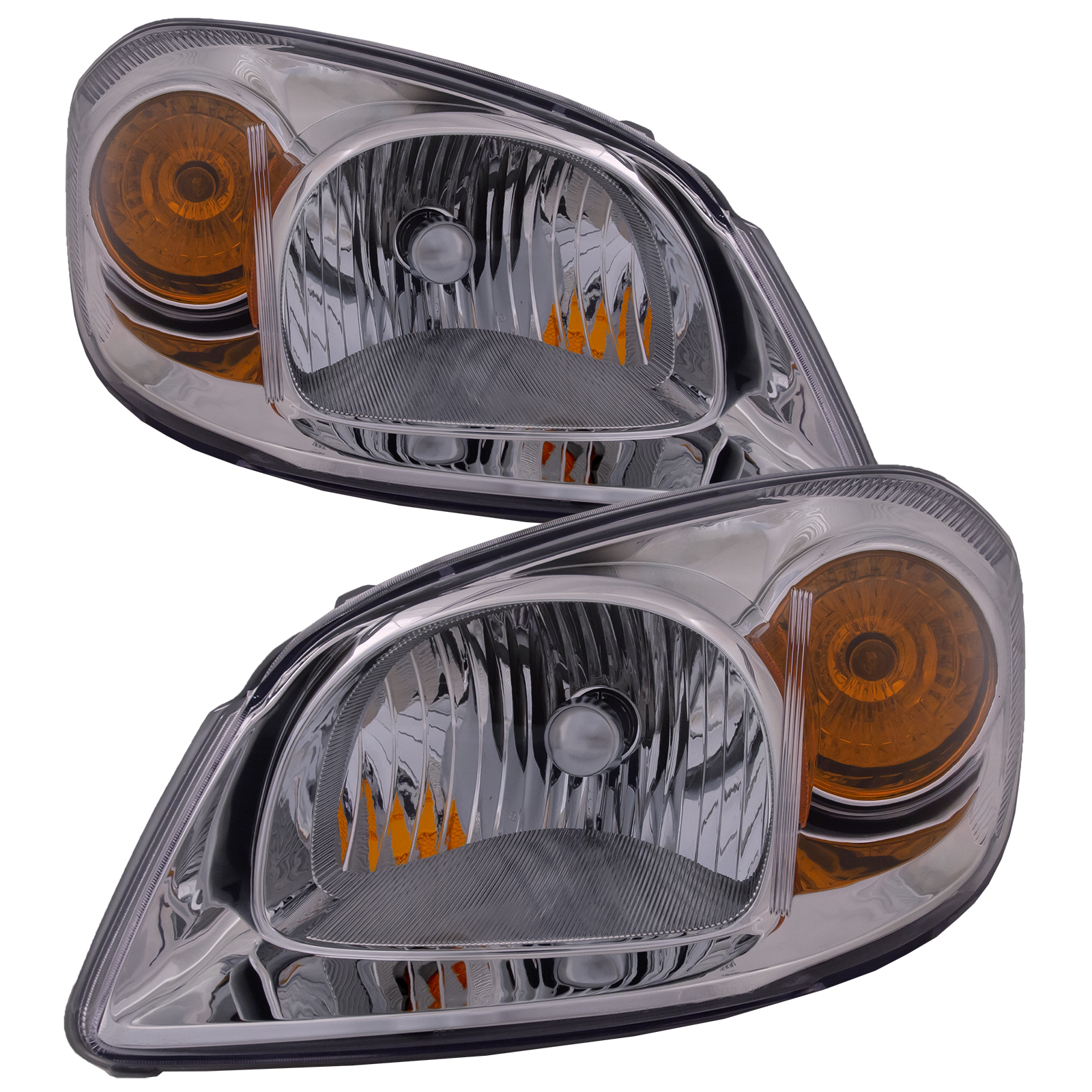 Headlights Fits Chevrolet Cobalt 2005-2010 Includes Left Driver and Right Passenger Side Chrome Housing Halogen Headlamps