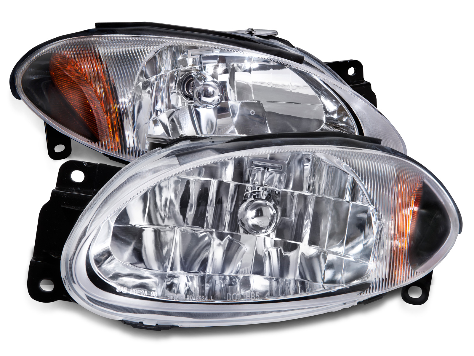 1998-2003 Ford Escort Headlights Pair Fits 1998-2003 Ford Escort ZX2 Coupe Halogen Left Driver and Right Passenger Side Headlamps
