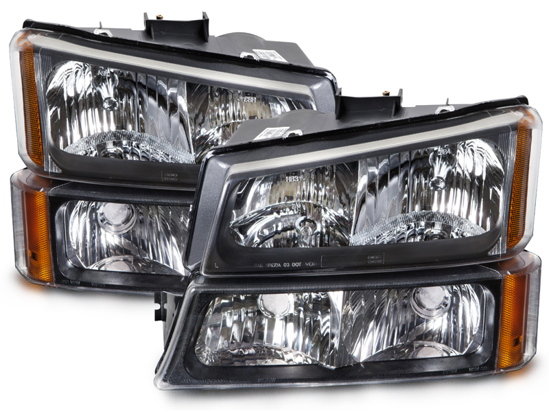 Headlights Depot Chevrolet Silverado/Avalanche (Set; Black Bezel)