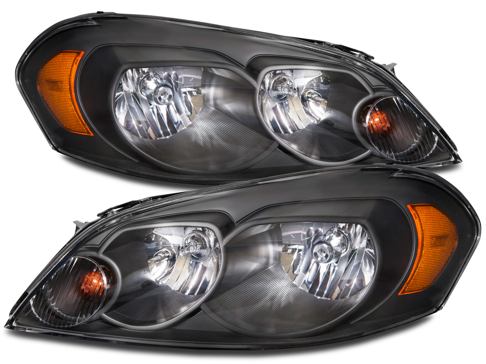 2006-2016 Chevrolet Impala Limited Headlights Fits 06-16 Chevrolet Impala Limited Chevy Impala Limited Monte Carlo Black Housing Halogen Left Driver and Right Passenger Side Headlamp Assembly