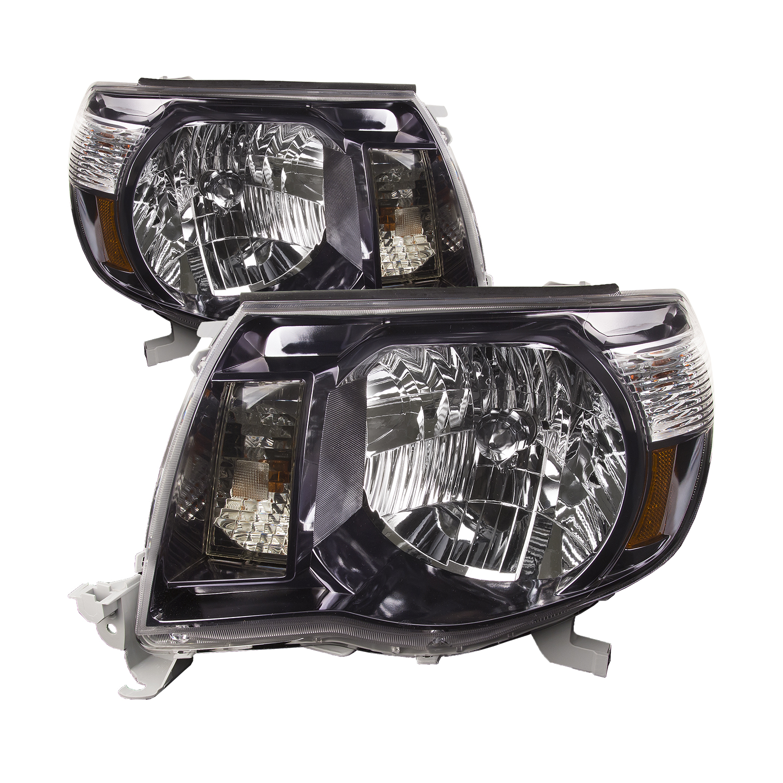 Headlight Pair Fits Winnebago Adventurer 2014-2016 Motorhome RV Left Driver and Right Passenger Halogen Lamps With Black Housing