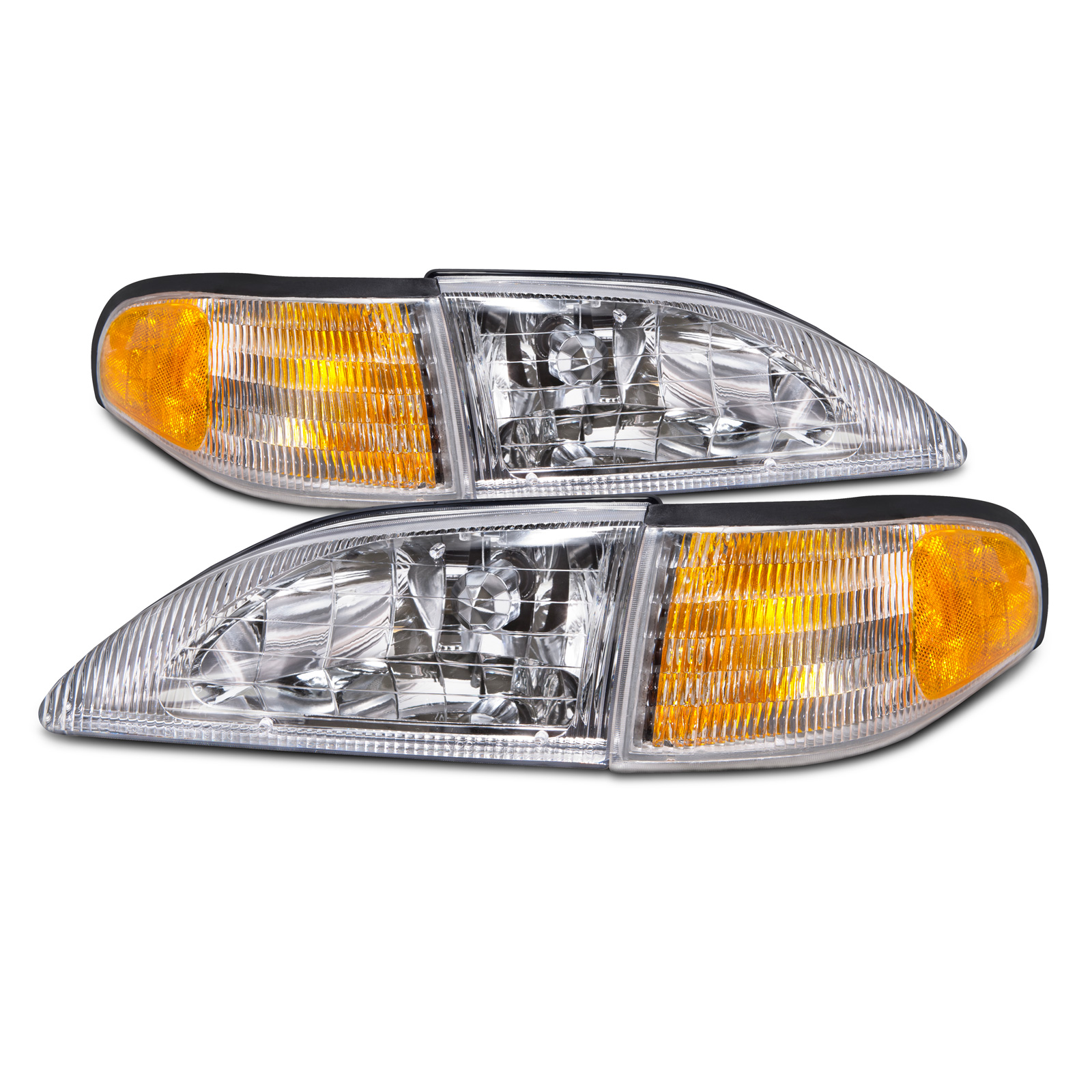 Tiffin Allegro 1998-2000 Motorhome RV Left and Right 4 Piece Chrome Halogen Headlight Set