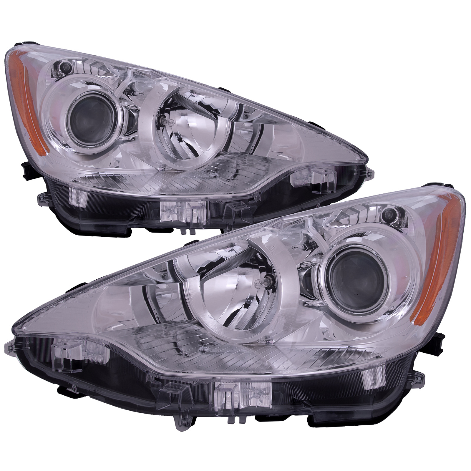 2012-2014 Toyota Prius C Headlights Set Halogen Left Driver Right Passenger Fits 2012-2014 Toyota Prius C