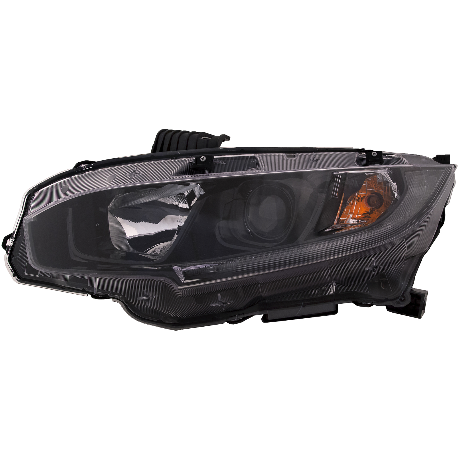Headlight — HD CVIC SDN 19-21/CPE EX/LX/SPT MDL 19-20 HL ASY HALOGEN EX/EX-L MDL 1.5L TURBO/2.0L ENG NA/JPN BLT BLK BEZEL LH CAPA